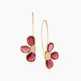 Rhodolite Gemstone & Diamond Floral Drop Earrings
