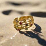 Blue Topaz, Lolite, Peridot, and Rhodolite Gemstone Stack Ring