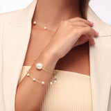Pearl and Gold Flex Cable Bracelet