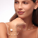 Pearl and Gold Flex Cable Bracelet