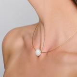 Pearl and Gold Flex Cable Necklace