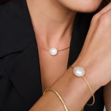 Pearl and Gold Flex Cable Necklace