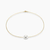 Pearl and Gold Flex Cable Necklace