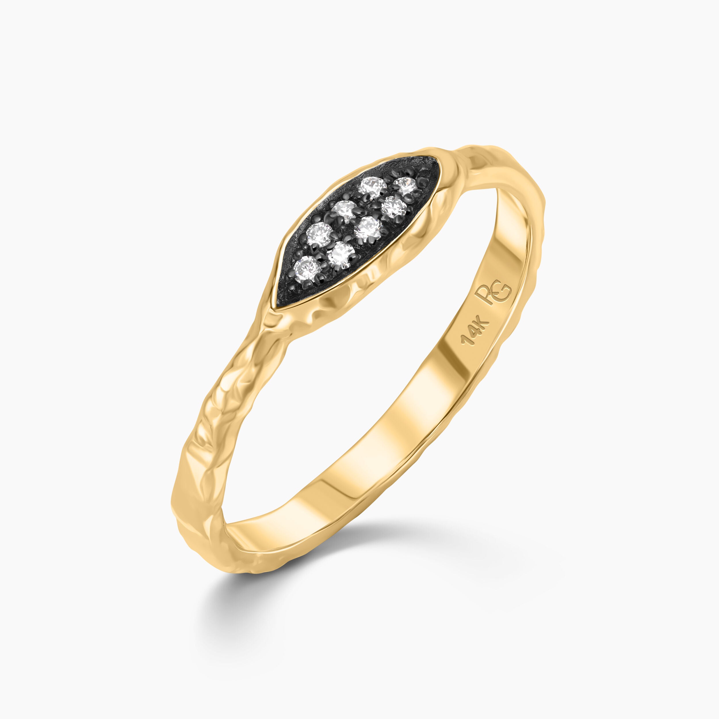 Ring And Ran Black Oxidized Cats Eye Pave Diamond Ring – Ran Gov