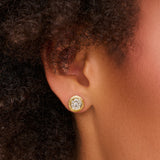 Pavé Diamond Asymmetrical Round Stud Earrings