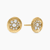 Pavé Diamond Asymmetrical Round Stud Earrings