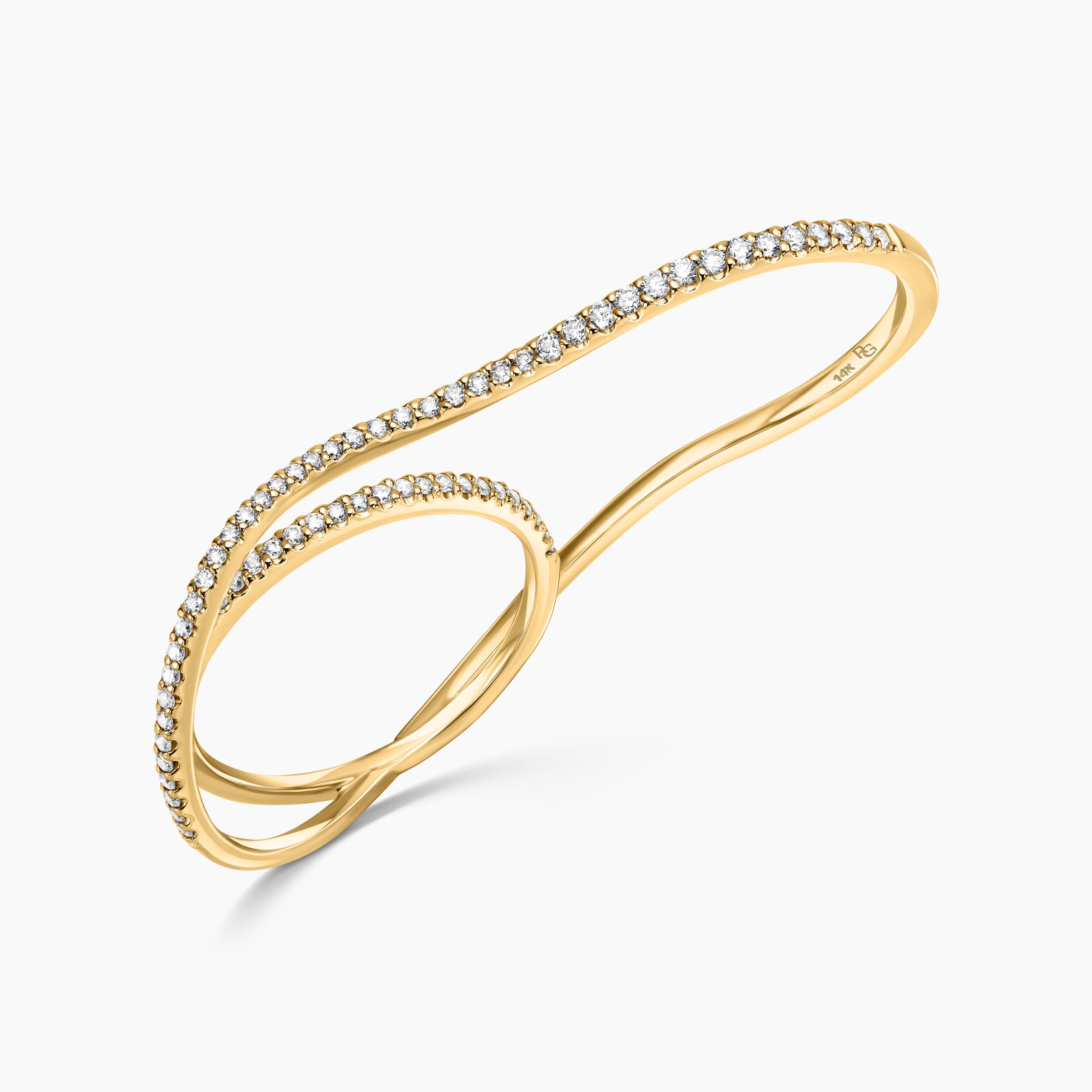 Ring And Ran Two Finger Gold and Pavé Diamond Ring – Ran Gov