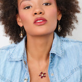 Rhodolite Gemstone & Diamond Floral Necklace