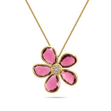Rhodolite Gemstone & Diamond Floral Necklace