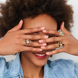 Rhodolite  Gemstone & Diamond Floral Ring