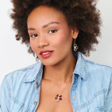 Rhodolite  Gemstone & Diamond Floral Drop Earrings