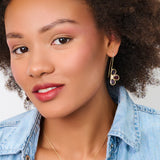 Rhodolite  Gemstone & Diamond Floral Drop Earrings