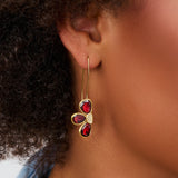 Rhodolite  Gemstone & Diamond Floral Drop Earrings