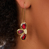 Rhodolite  Gemstone & Diamond Floral Drop Earrings