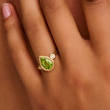 Peridot Pear Cut Gemstone & Diamond Ring