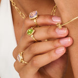 Peridot Pear Cut Gemstone & Diamond Ring