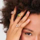 Peridot Pear Cut Gemstone & Diamond Ring