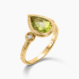 Peridot Pear Cut Gemstone & Diamond Ring