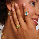 Blue Topaz Pear Cut Gemstone & Diamond Ring