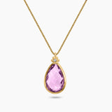 Briolette Cut Gemstone & Diamond Pendant Necklace