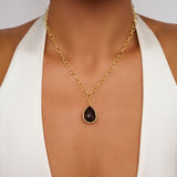 Eternal Gold & Smoky Topaz Gemstone Hoop Necklace