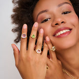 Gemstone & Diamond Cushion Cut Ring