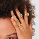 Gemstone & Diamond Cushion Cut Ring