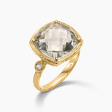 Gemstone & Diamond Cushion Cut Ring