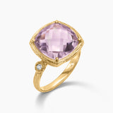 Gemstone & Diamond Cushion Cut Ring