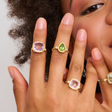 Gemstone & Diamond Cushion Cut Ring