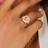 Gemstone & Diamond Cushion Cut Ring