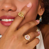 Gemstone & Diamond Cushion Cut Ring