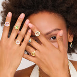 Gemstone & Diamond Cushion Cut Ring