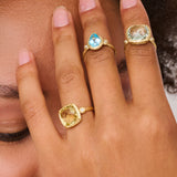 Gemstone & Diamond Cushion Cut Ring