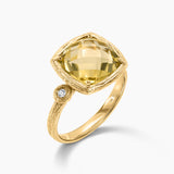 Gemstone & Diamond Cushion Cut Ring