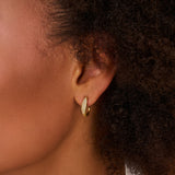 Gold & Pavé Diamond Demi Hoop Earrings