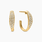 Gold & Pavé Diamond Demi Hoop Earrings