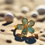 Gemstone & Diamond Floral Ring