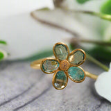 Gemstone & Diamond Floral Ring